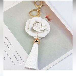 Camilla Flower purse/bag charm Keychain with Tassel